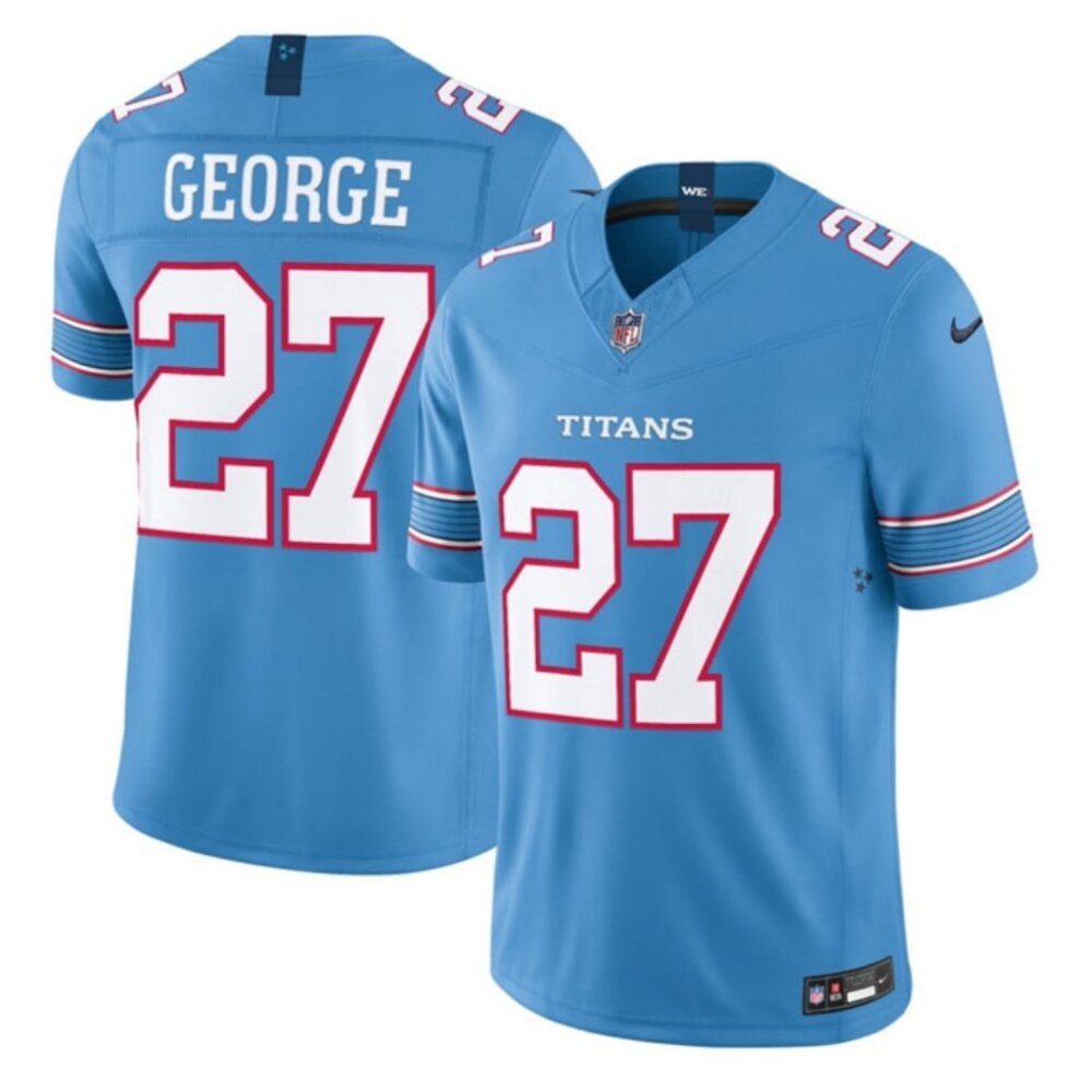 Can Select Mens Youths  Eddie George Light Blue Stitched Jersey Vapor